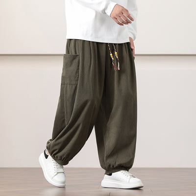 Pantalones Harem de Pana Otoño Estilo Chino para Hombre
