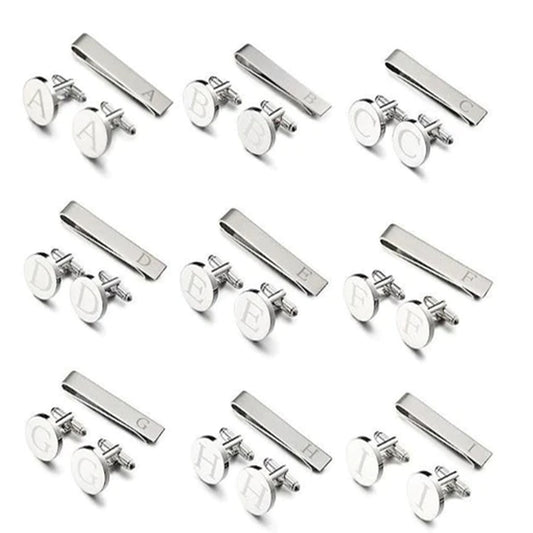 Gemelos Iniciales para Hombre - Letra A con Clip de Cuello - Image 2