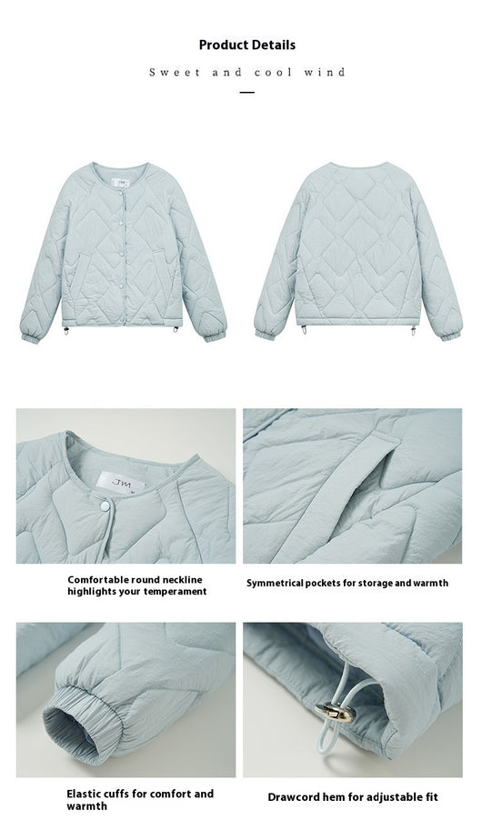 Chaqueta Acolchada Corta Estilo Coreano Cuello Redondo para Mujer - Image 19