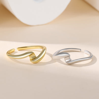 Anillo de Plata S925 con Textura de Ondas Irregulares para Mujer - Image 10