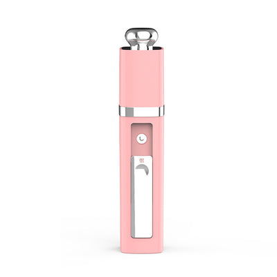 Pink USB Power Bank Nano Spray Moisturizer with silver accents, featuring a power button and sleek design. - Image 14
