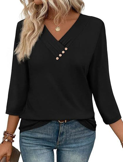 Blusa Casual Mujer Cuello V Botones - Estilo Europeo Otoño - Image 7