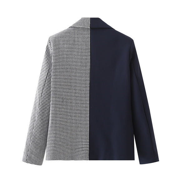 Saco Casual Bicolor Cuadros Houndstooth