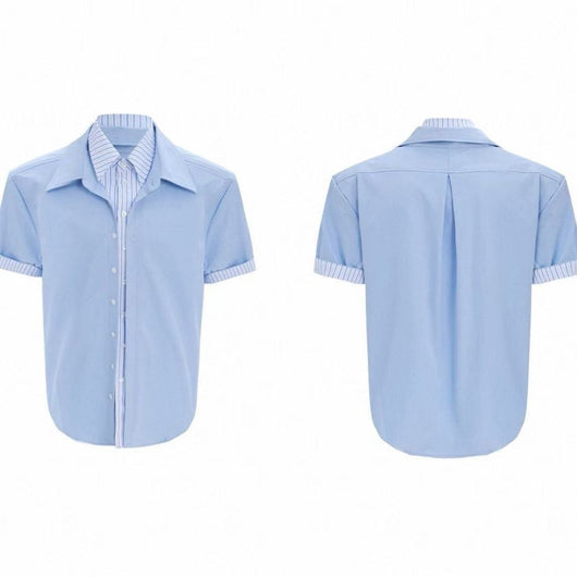 Blusa de Contraste Rayas con Diseño Patchwork Dos Piezas - Image 8