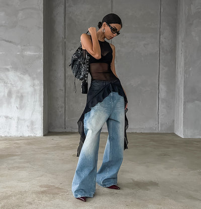 Top Maxi de Tul Negro con Volantes - Image 8
