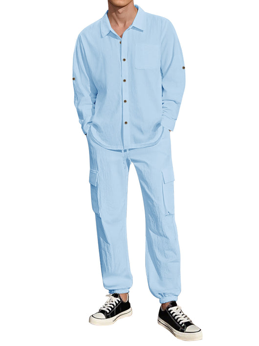Traje Overol Lino con Solapa y Mangas Largas - Image 10
