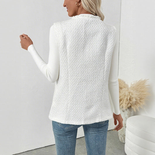 Chaleco Cardigan Elegante de Color Sólido para Mujer - Image 3