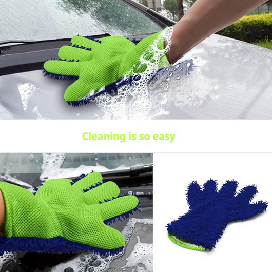 Guantes Finos de Chenilla con Cinco Dedos para Lavado de Auto