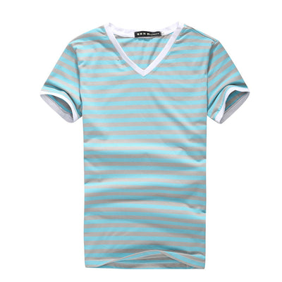 Camiseta de Algodón con Cuello en V y Rayas - Image 9