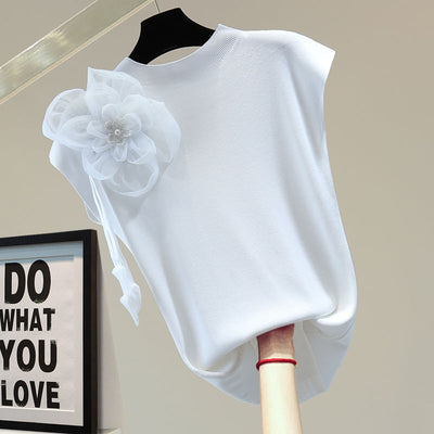 Blusa sin Mangas con Flores Bordadas en Cuentas - Image 3