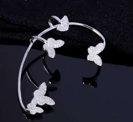 Aretes Mariposa de Diamantes Completos - Diseño Elegante sin Perforación - Image 9