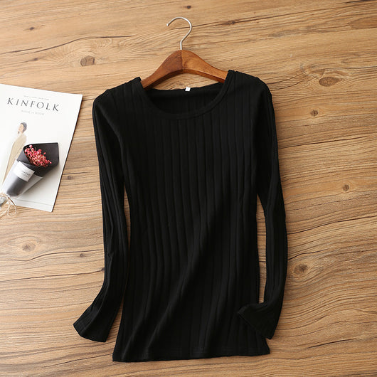 Blusa Básica de Algodón Puro con Mangas Largas para Mujer - Image 5