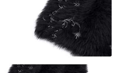 Gorro Tejido con Perlas y Piel de Visón Sintética - Calidez y Elegancia - Image 10