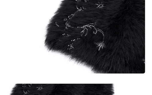 Gorro Tejido con Perlas y Piel de Visón Sintética - Calidez y Elegancia - Image 10