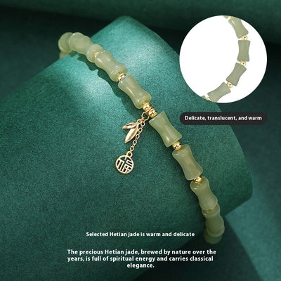 Pulsera de Jade Hetian Estilo Chino con Bambú y Protección - Para Mujer - Image 2