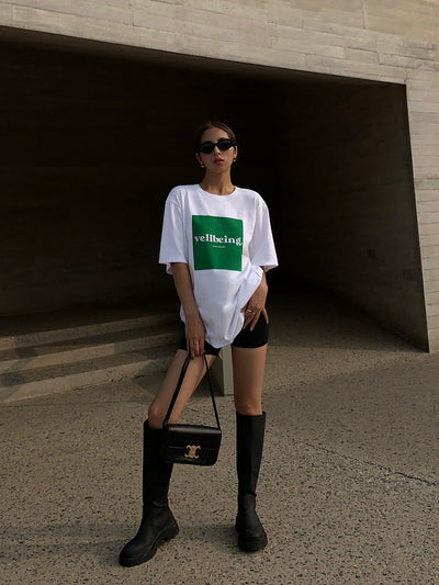 Blusa Blanca Suelta Estampada de Manga Corta para Mujer - Image 5