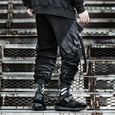 Pantalones Overol Hip-hop Sueltos Negro con Bolsillos - Image 4