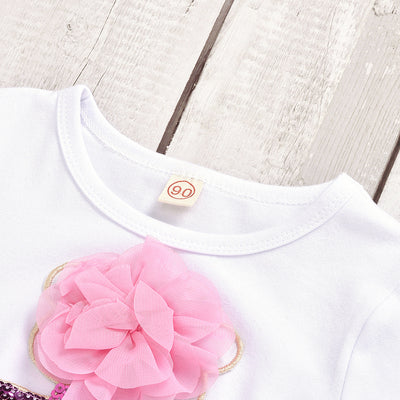 Conjunto Infantil con Top Bordado de Lentejuelas y Falda de Cuero Elástico - Image 8