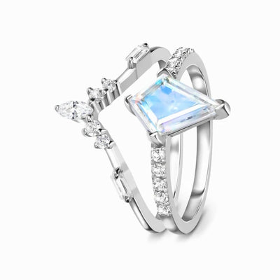 Anillo de Plata Esterlina con Diamante Diseño Gota de Agua Doble Capa - Image 6