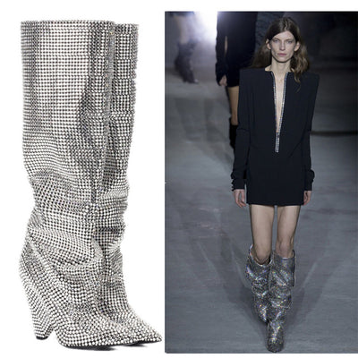 Botas Altas Brillantes con Tacón para Fiesta y Noche - Image 3