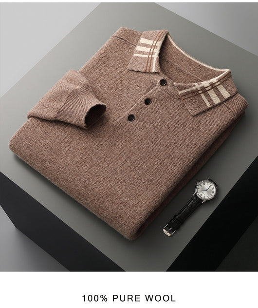 Suéter Polo Cuello Solapa Multicolor Tejido Cashmere Holgado - Image 16