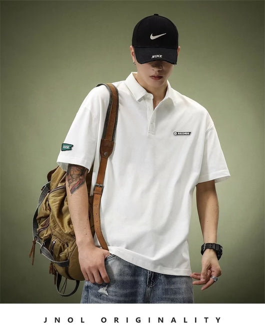 Camisa Casual Americana Suelta de Solapa Ancha Manga Corta para Hombre - Image 13
