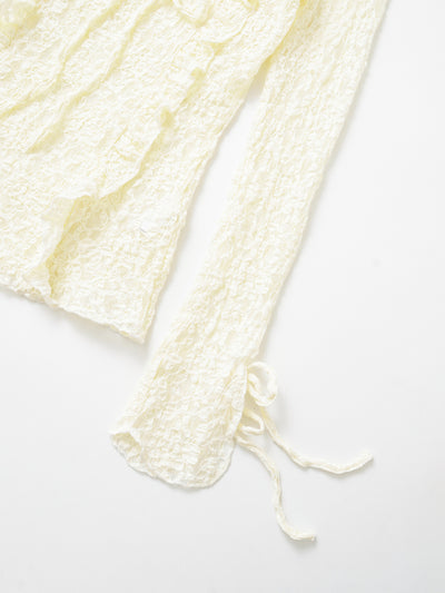 Blusa Ajustada de Encaje con Mangas Largas para Primavera y Verano - Image 11