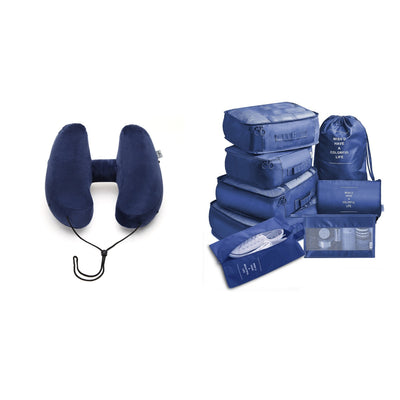 Almohada Cervical Inflable con Capucha - Diseño H para Viajes, Auto y Avión - Image 12