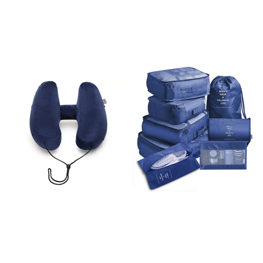 Almohada Cervical Inflable con Capucha - Diseño H para Viajes, Auto y Avión - Image 12