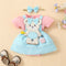 Vestido Corto para Bebé con Tirantes Bordados y Osito Adorable