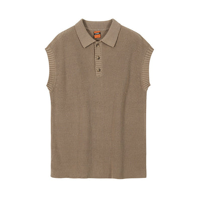 Suéter Tejido Cuello V Holgado para Hombre - Chaleco Versátil Color Sólido - Image 9