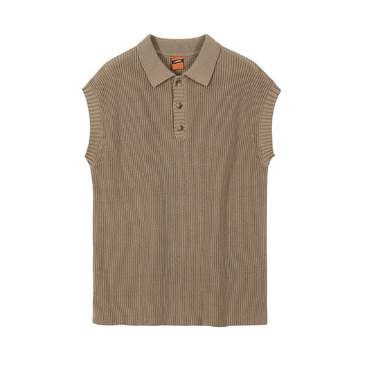 Suéter Tejido Cuello V Holgado para Hombre - Chaleco Versátil Color Sólido - Image 9