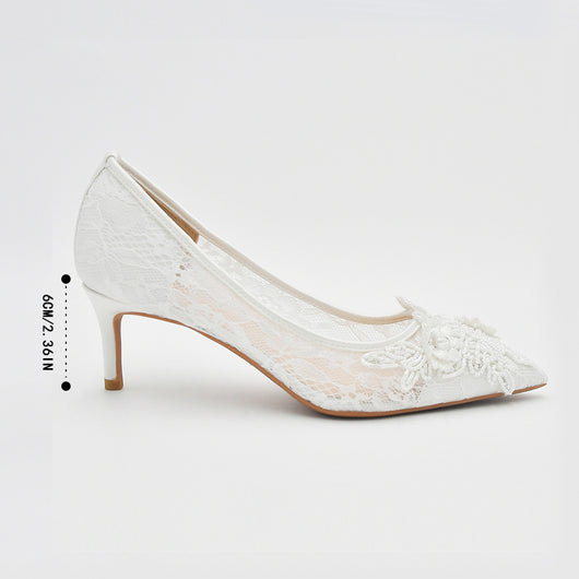 Zapatos de Novia con Encaje Blanco Floral - Image 7
