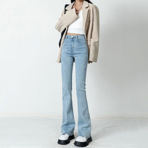 Jeans Skinny de Cintura Alta Ajustados en Tonos Claros para Mujer
