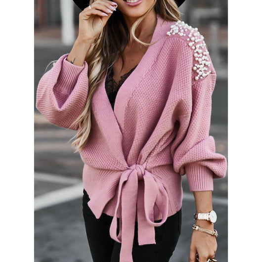 Cardigan Tejido para Mujer con Mangas Anchas y Cordones - Image 8