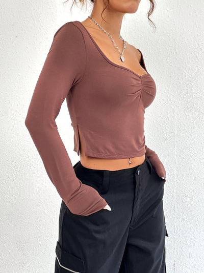 Blusa Larga Entallada con Escote en V y Abertura Lateral - Image 24