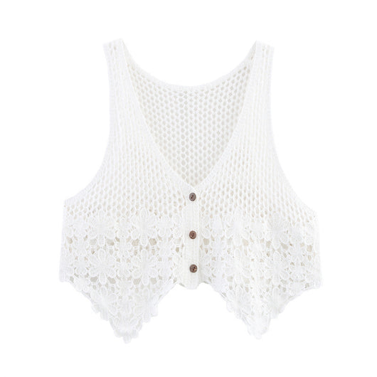 Chaleco Tejido Calado Retro para Mujer - Image 4