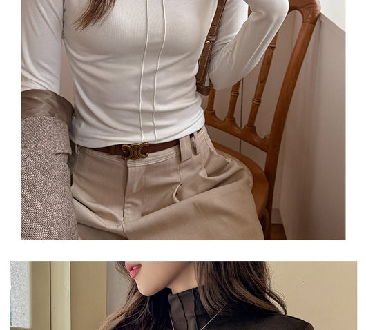 Blusa de Cuello Tortuga Manga Larga Versátil para Mujer - Image 22