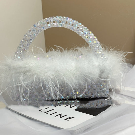 Bolso de Plumas de Avestruz Artesanal con Cuentas - Colección Otoño Invierno - Image 11