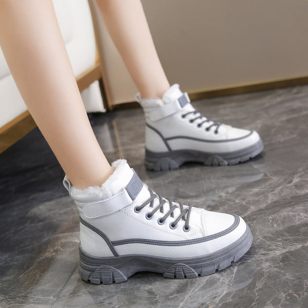 Botas Martin de Cuero Impermeables con Forro de Cachemira para Mujer