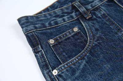 Jeans Vintage Deconstruido con Parches Pesados Lavado Retro - Image 13