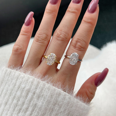 Anillo de Plata con Diamante Ovalado Grande para Mujer - Image 2