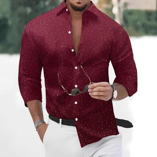 Camisa Casual de Manga Larga con Estampado Lunares Bronceado - Image 2