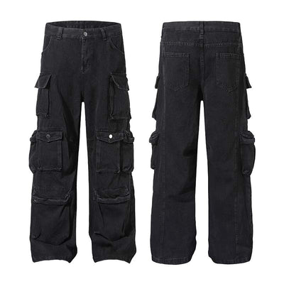 Pantalón Cargo Denim Lavado Industrial con Múltiples Bolsillos - Image 8