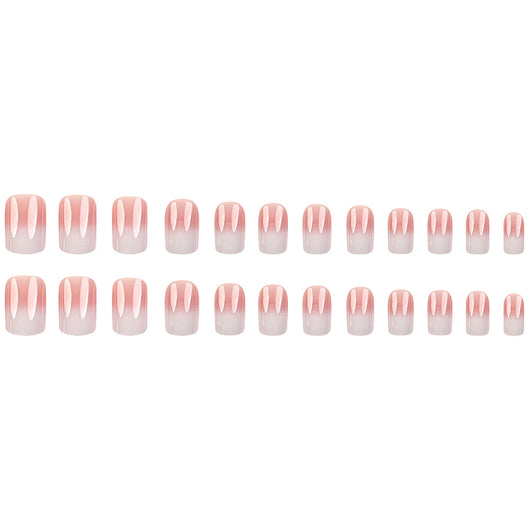 Uñas Postizas Degradado Rosa y Blanco Desmontables - Image 5