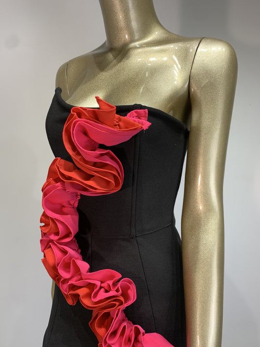 Jumpsuit Elegante Rojo con Aplicaciones y Escote Tubo - Image 11