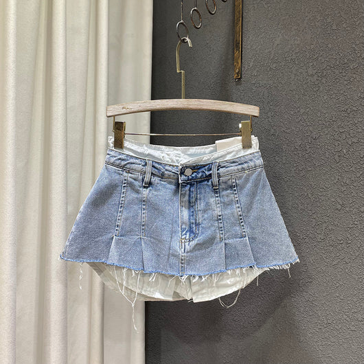 Falda A-Line Patchwork Irregular con Doble Efecto - Image 3
