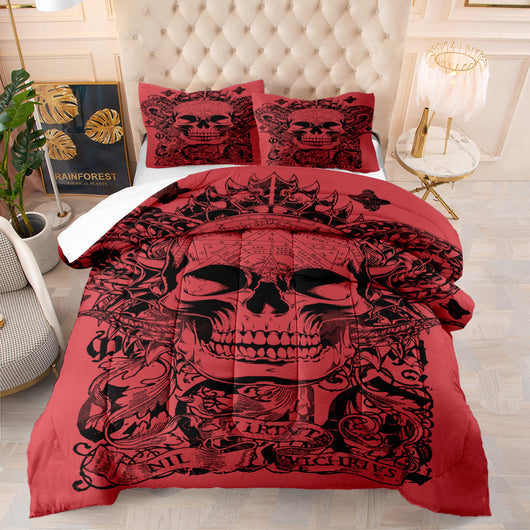 Edredón Calavera Halloween Diseño Digital Algodón Plumas Cama Europea - Image 9