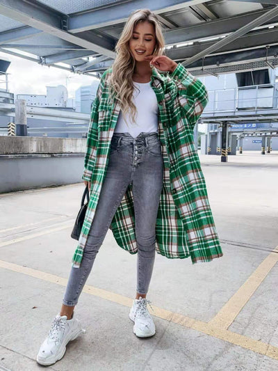 Camisa Cuadriculada Oversized de Largo Extendido - Image 9