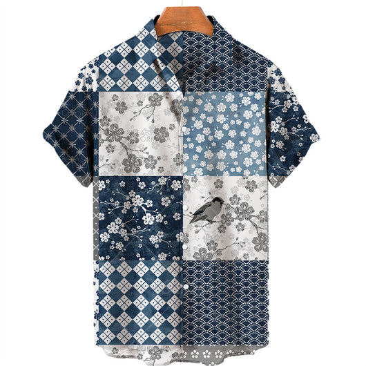Camisa Vintage de Verano para Hombre Cuello V Talla 5XL - Image 36